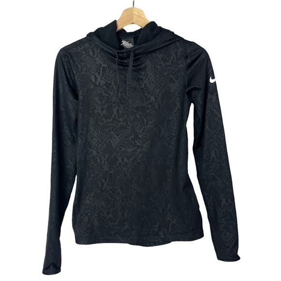 Nike Dri-Fit Black Snake Print Athletic Running Hoodie S - Picture 1 of 2